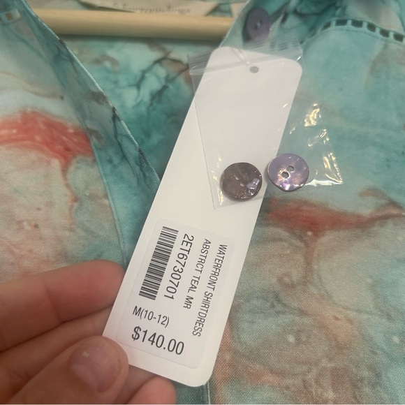 Soft Surroundings waterfront shirt dress abstract teal size M NWT - Picture 5 of 11